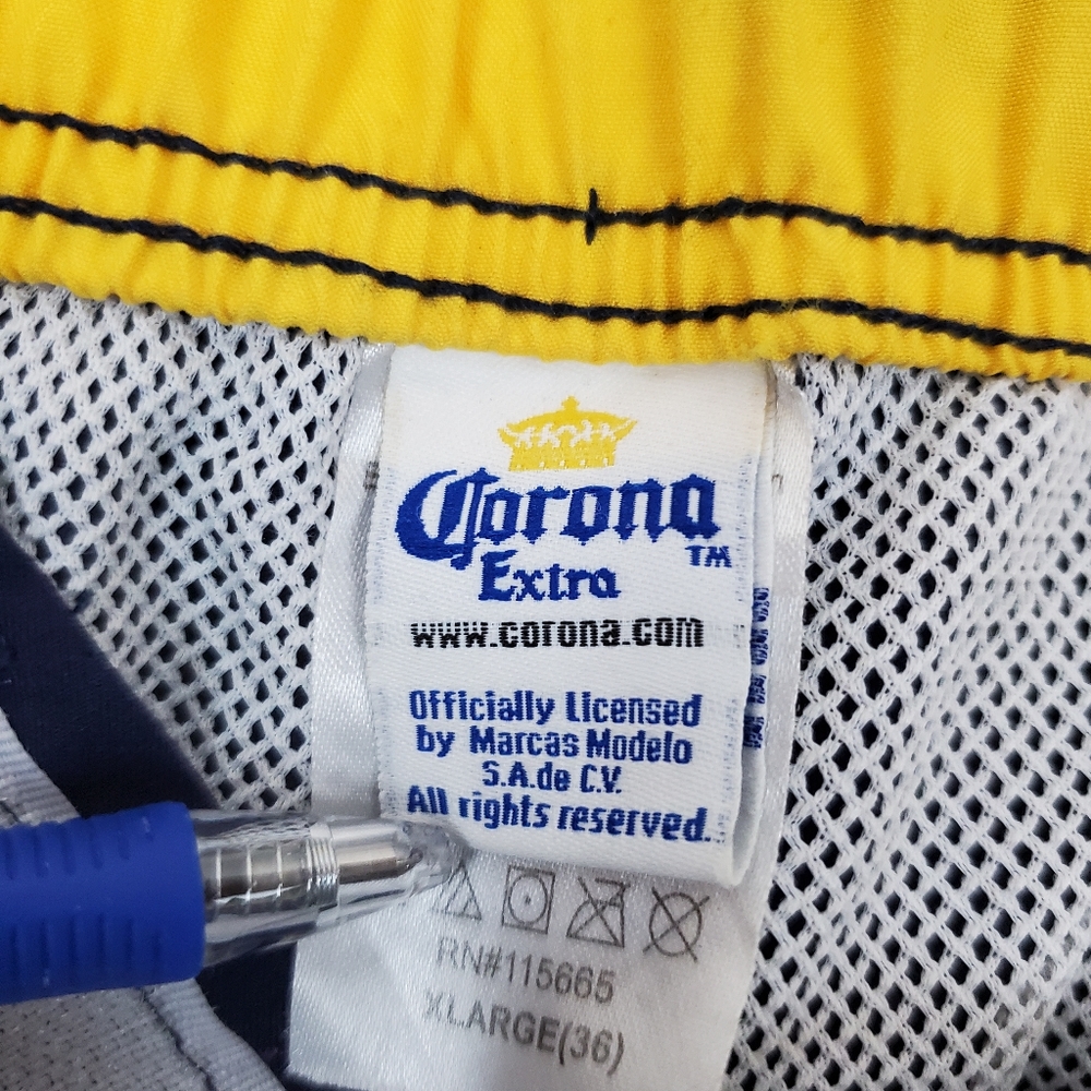 Corona Extra Beer Striped Blue Swim Shorts Size XL Mens Swimwear Beach - Picture 6 of 7
